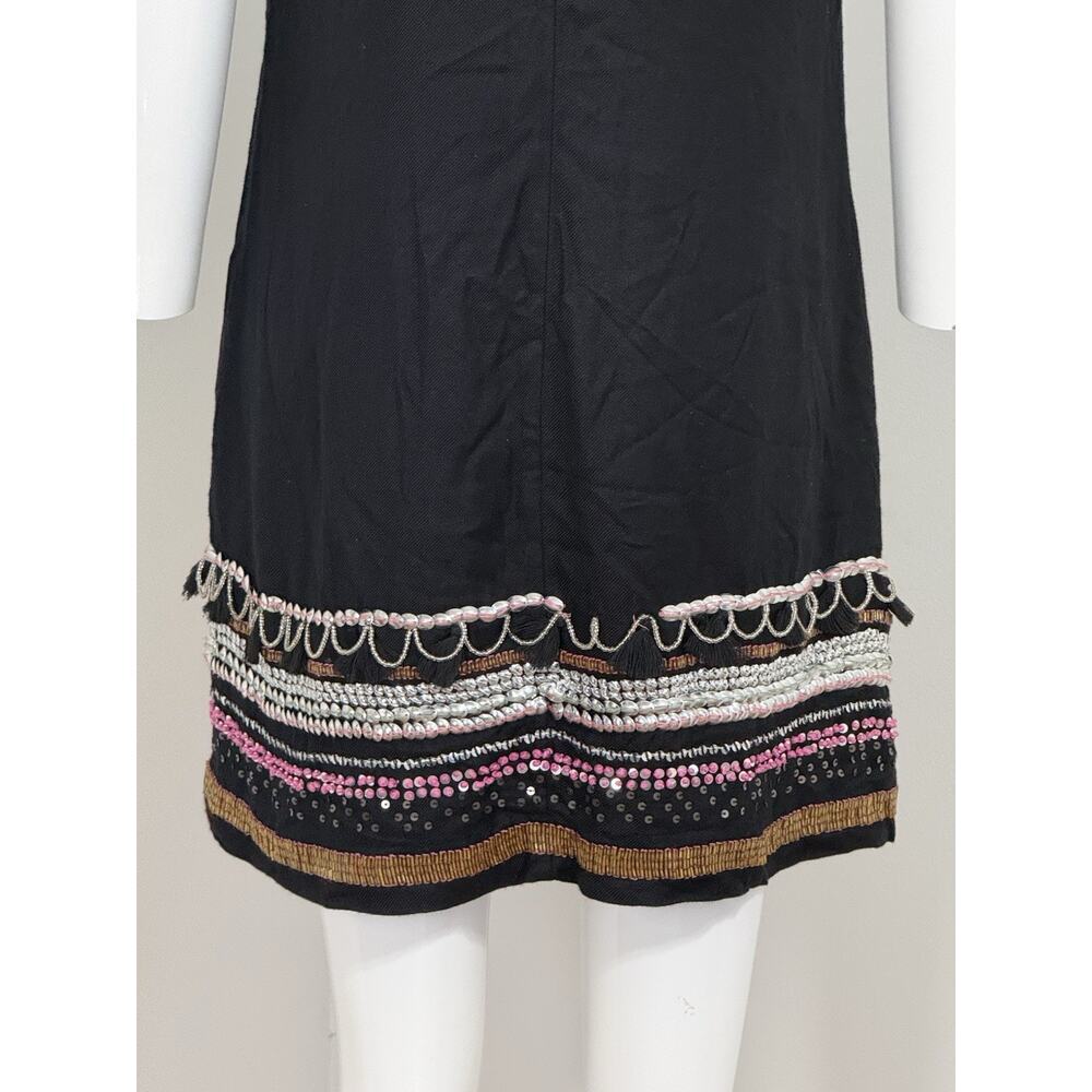 Maeve Anthropologie Women’s Black Sequin Beaded Mini Shift Dress Party Size 2 - Picture 8 of 16